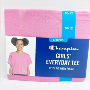 Champion Girls' Soft Everyday Boxy Fit With Front Pocket Tee L 10-12